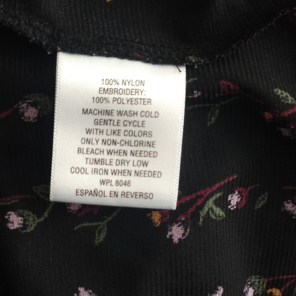 Black Sheer Mesh Floral Embroidered Boho Blouse Bell Sleeve Whimsigoth Top XL - Picture 9 of 9